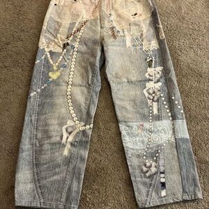 Acne Studios Printed Jeans Pearl Graphic Grey Size 34